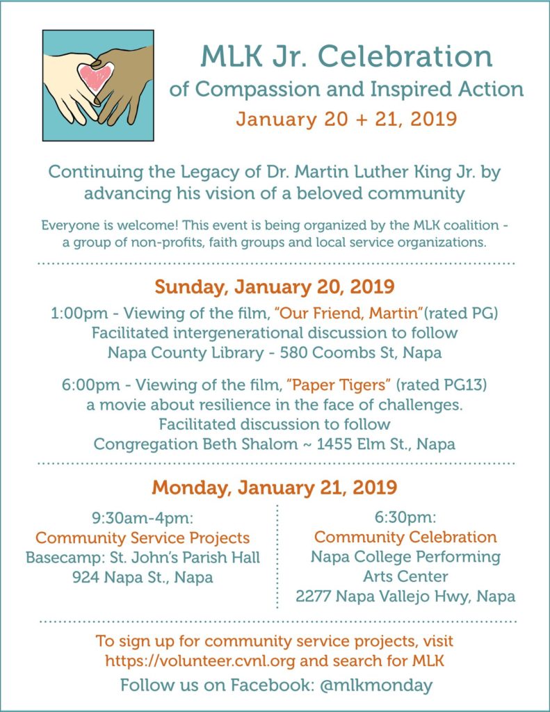 MLK Day of Service 2019 schedule english