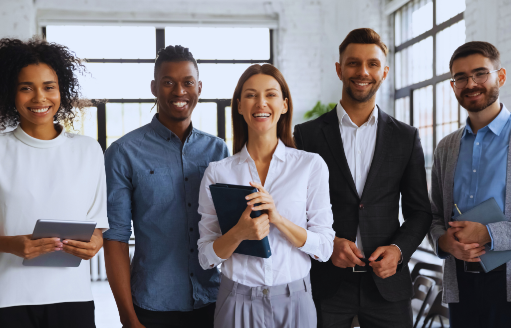 young corporate team smiles